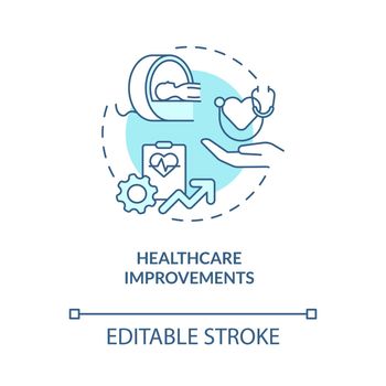 Healthcare improvements turquoise concept icon. RE economic benefits abstract idea thin line illustration. Isolated outline drawing. Editable stroke. Roboto-Medium, Myriad Pro-Bold fonts used