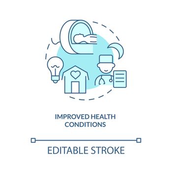 Improved health conditions turquoise concept icon