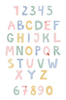 Decorative alphabet. Font made of decorative numbers and letters