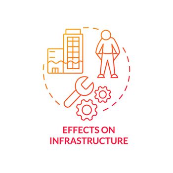 Effects on infrastructure red gradient concept icon
