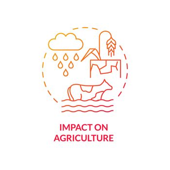 Impact on agriculture red gradient concept icon