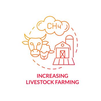Increasing livestock farming red gradient concept icon
