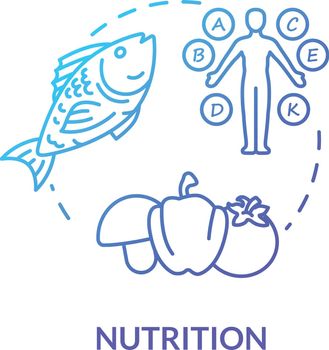 Nutrition concept icon. Healthy eating, balanced diet idea thin line illustration. Nutrient organic products, natural vitamins consumption. Vector isolated outline RGB color drawing