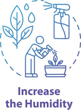 Increase humidity concept icon. Indoor flowers concern. Houseplants caring. Moisture maintenance idea thin line illustration. Vector isolated outline RGB color drawing