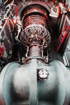 Gas turbine turbine generator with a turbocharger general plan in the module.