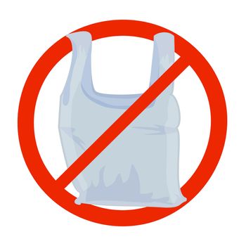 Say no to plastic bag sign isolated on white background.