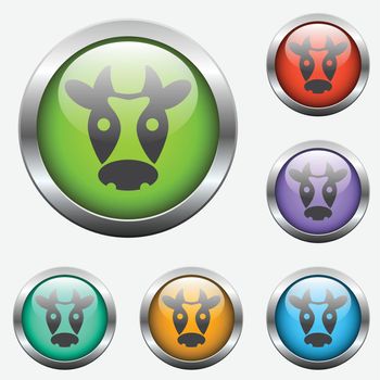 cow glass buttons
