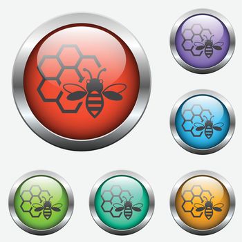 bee glass buttons