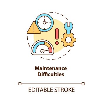 Maintenance difficulties concept icon