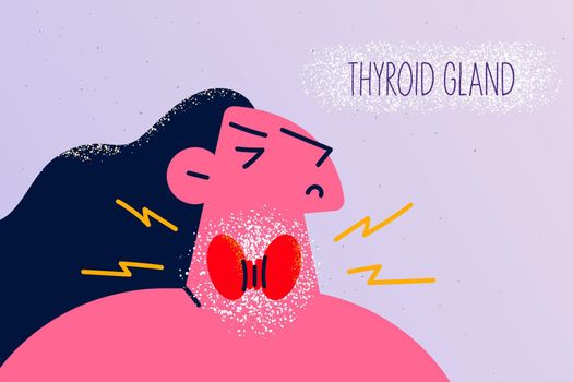 Unhealthy woman suffer with thyroid problems