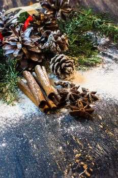 Christmas frame with festive tree 