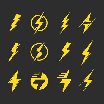 flash thunder bolt element icon set illustration vector 