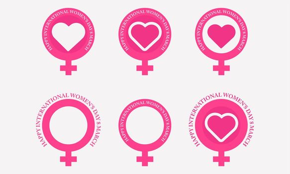 flat pink womens day badges collection
