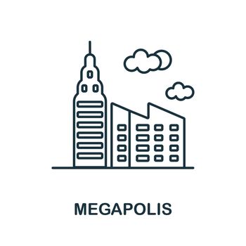 Megapolis icon. Line element from big city life collection. Linear Megapolis icon sign for web design, infographics and more.