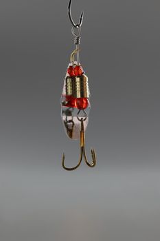 Fishing hook, sharp tip of hook, construction to catch fish in river or lake
