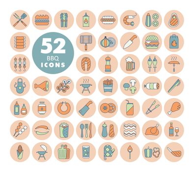 Barbecue and bbq grill icon set