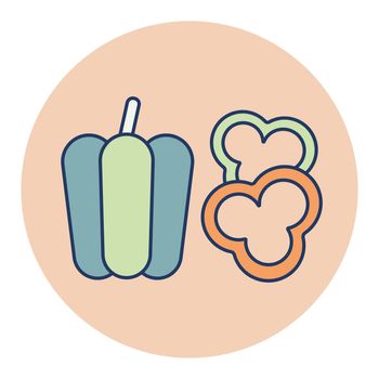 Fresh peppers sliced vector icon. Vegetable symbol
