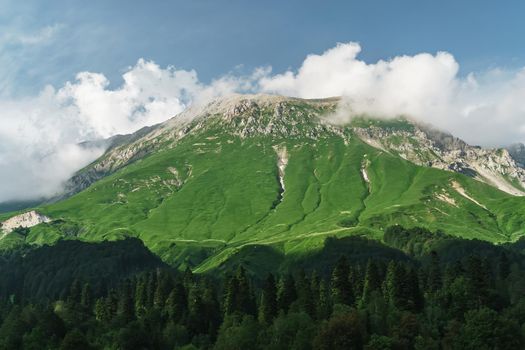 Mountain peaks in the western part of the Main Caucasian Ridge.
