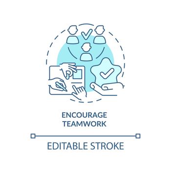 Encourage teamwork turquoise concept icon