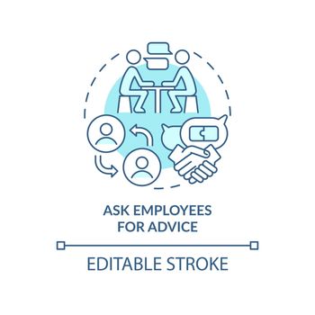 Ask employees for advice turquoise concept icon
