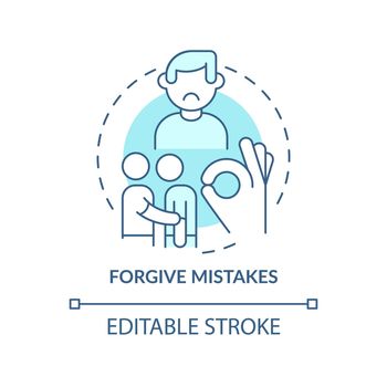 Forgive mistakes turquoise concept icon