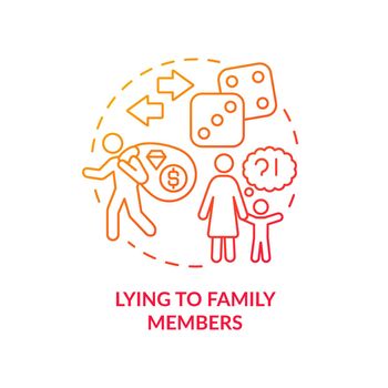 Lying to family members red gradient concept icon