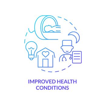 Improved health conditions blue gradient concept icon