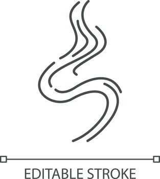Odor pixel perfect linear icon. Good smell. Smoke puff, steam curl, evaporation. Thin line customizable illustration. Contour symbol. Vector isolated outline drawing. Editable stroke