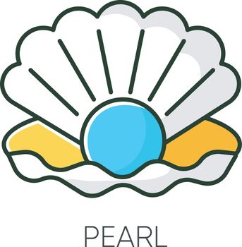Pearl RGB color icon. Open seashell. Brightening effect. Component to prevent aging. Expensive oyster. Ocean scallop. Luxury product. Cosmetic ingredient. Isolated vector illustration