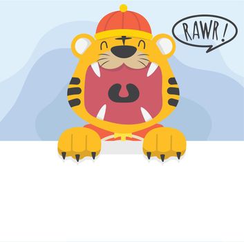 Cute tiger open mouth celebrate chinese new year
