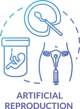 Artificial reproduction blue concept icon. Alternative pregnancy. Ovulation with sperm injection. Reproductive technology idea thin line illustration. Vector isolated outline RGB color drawing