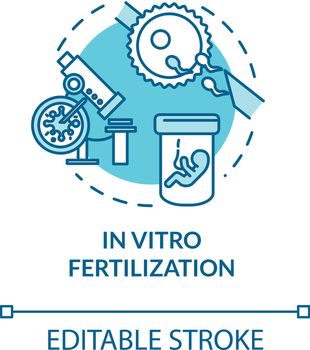 In vitro fertilization turquoise concept icon. Alternative pregnancy. Medical procedure. Reproductive technology idea thin line illustration. Vector isolated outline RGB color drawing. Editable stroke