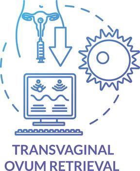 Transvaginal ovum retrieval blue concept icon. In vitro fertilisation. Vaginal operation. Reproductive technology idea thin line illustration. Vector isolated outline RGB color drawing