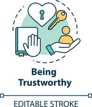 Being trustworthy concept icon. People secrets keeping. Being loyal, dependable and faithful friend idea thin line illustration. Vector isolated outline RGB color drawing. Editable stroke
