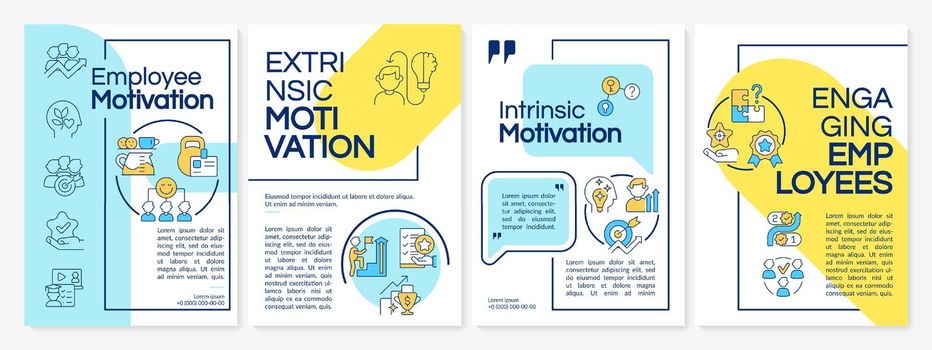 Increasing employees motivation blue and yellow brochure template