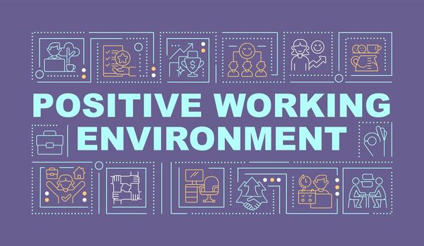 Positive workplace culture word concepts purple banner