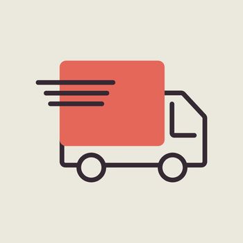 Fast shipping delivery truck vector flat icon