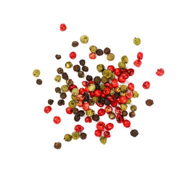 Heap of mixed peppercorns isolated