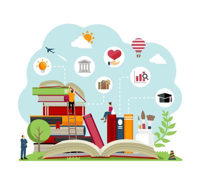 Vector Illustration with reading as a motif (education, knowledge, etc.)