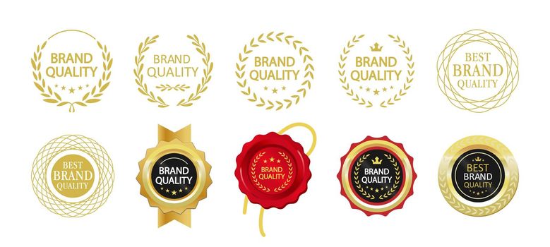 Rewards for business success achievements stamps vector design set