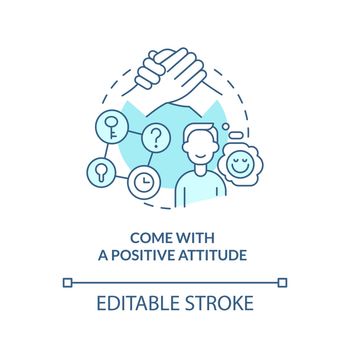 Come with positive attitude turquoise concept icon