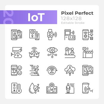 IoT pixel perfect linear icons set