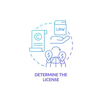 Determine license blue gradient concept icon