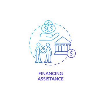 Financing assistance blue gradient concept icon