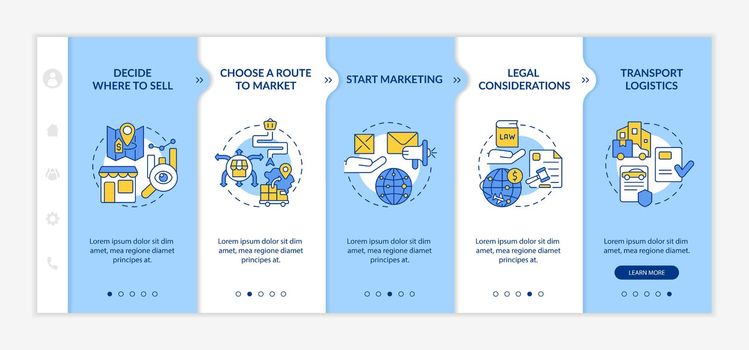 Export business tips blue and white onboarding template
