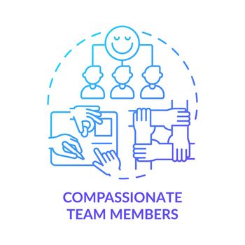 Compassionate team members blue gradient concept icon