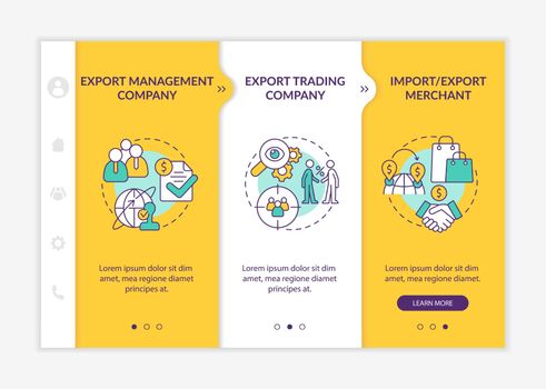 Types of import and export business yellow onboarding template