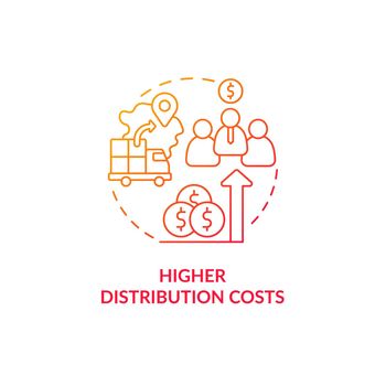 Higher distribution costs red gradient concept icon