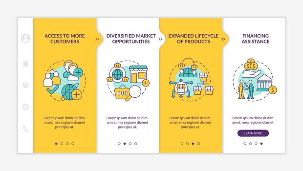 Export business advantages yellow onboarding template