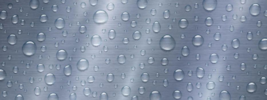 Water drops on metal background, rain droplets